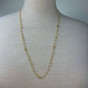 Gold Tone Link Bead Knot Work Chain Necklace  30.5"